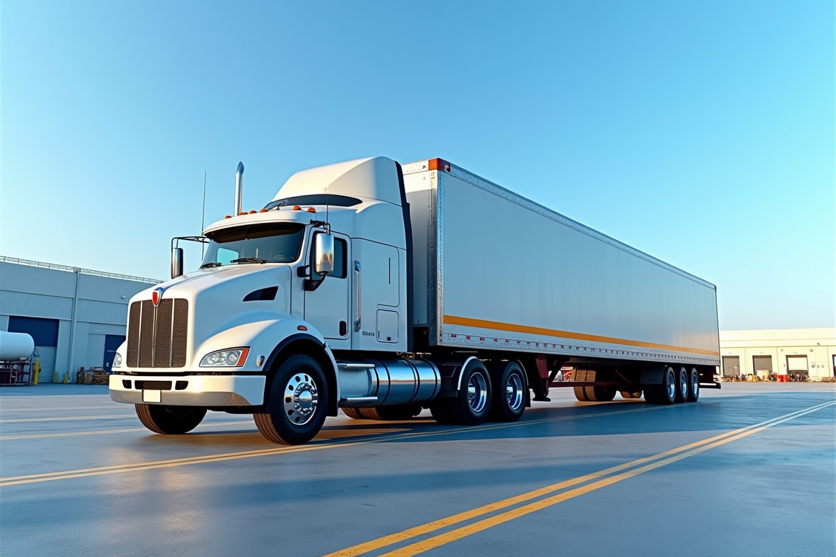Camion de 12 tonnes sur site industriel avec mesures