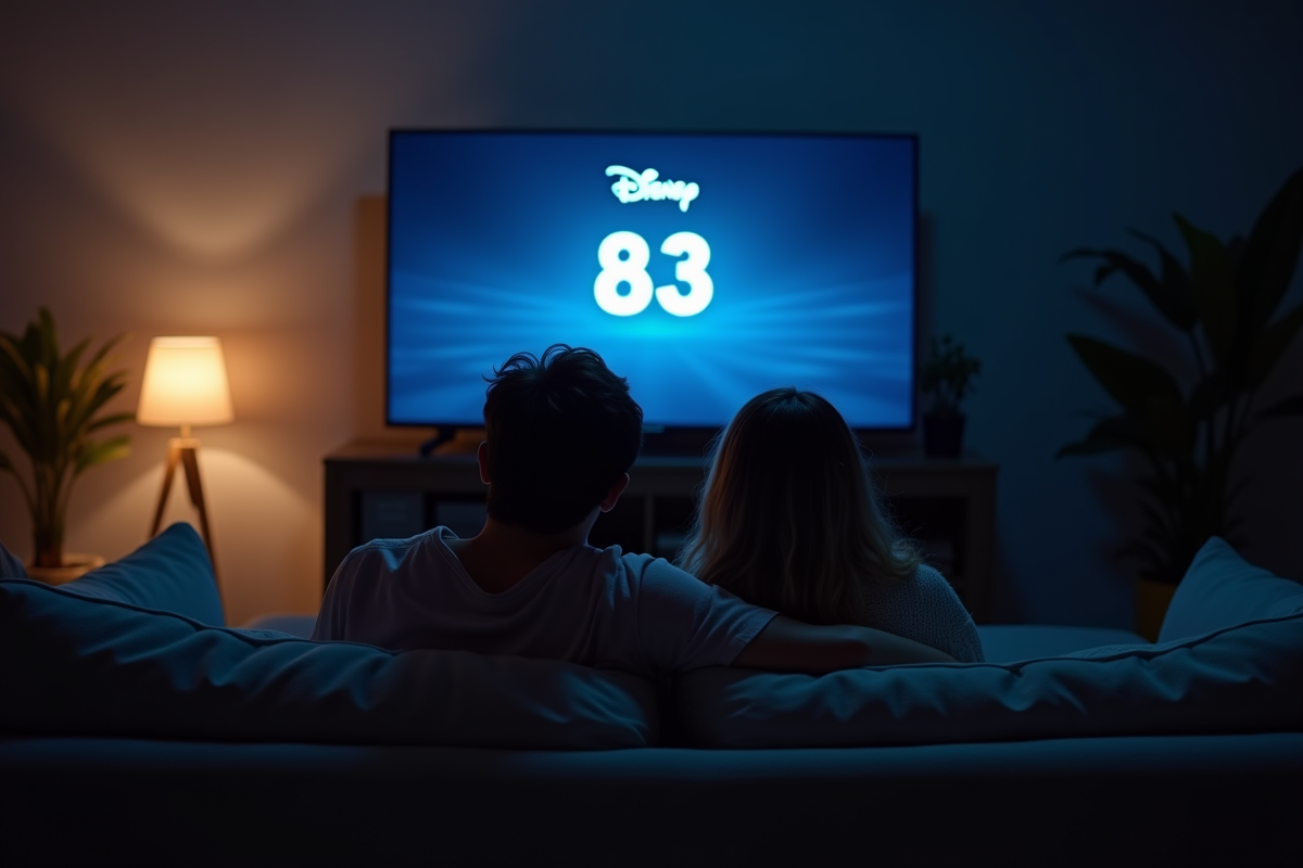 Jeune couple frustré devant la TV avec erreur Disney 83