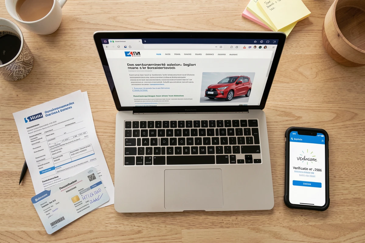 Bureau avec documents administratifs pour créer un compte ANT et effectuer des démarches pour permis de conduire et carte grise