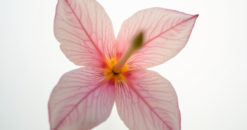 Gros plan d'une fleur en forme de K sur fond blanc
