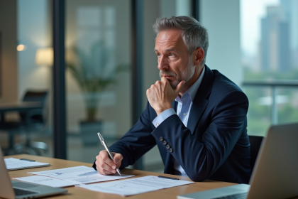 Homme d affaires concentré au bureau avec documents