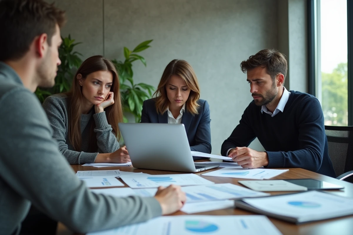 Groupe de professionnels inquiets lors d