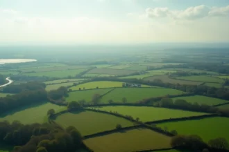 Vue panoramique de la campagne normande illustrant l'étendue de la région Normandie avec ses collines verdoyantes et bocages