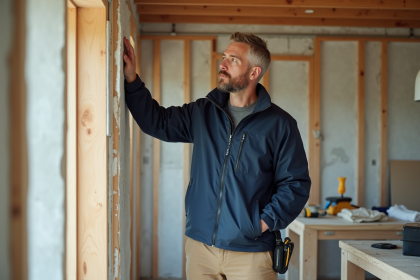 Technicien en isolation dans une maison en rénovation